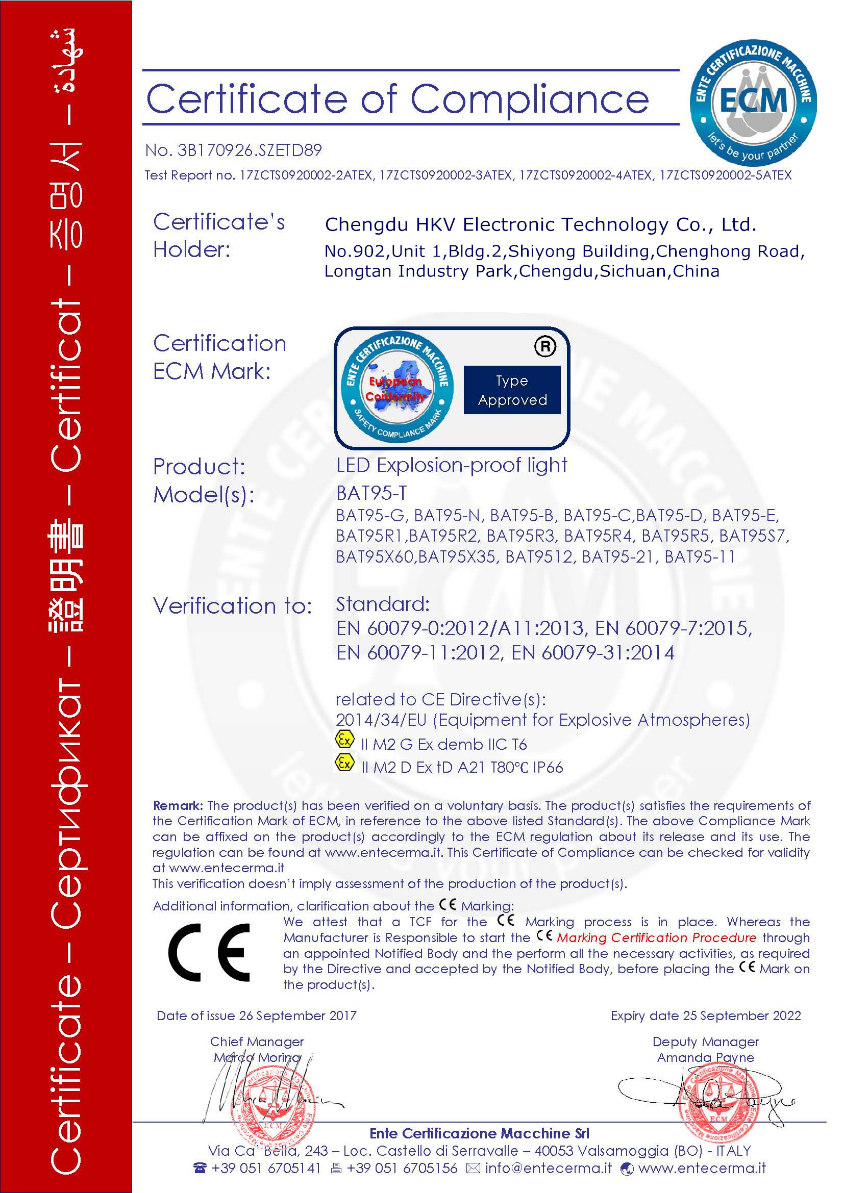 Trung Quốc Chengdu HKV Electronic Technology Co., Ltd. Chứng chỉ